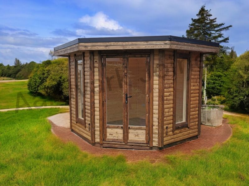 Corner summerhouse, insulated office, summerhouse barnsley, office, cedar room