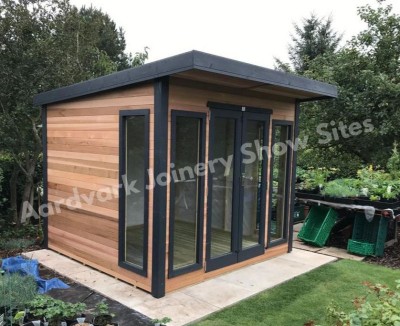 Cedar Royal Summerhouse with Grey Windows | Premium cedar building Yorkshire